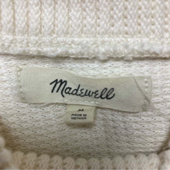 Madewell knit cream sweater womens medium 100% cotton pockets - Picture 5 of 15